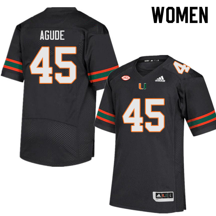 Women #45 Mitchell Agude Miami Hurricanes College Football Jerseys Sale-Black - Click Image to Close